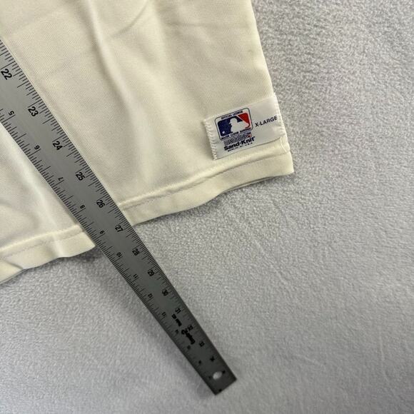 Vintage California Angels Jersey Mens XL White Sand Knit Nylon Brown #52 Stained - Picture 6 of 15